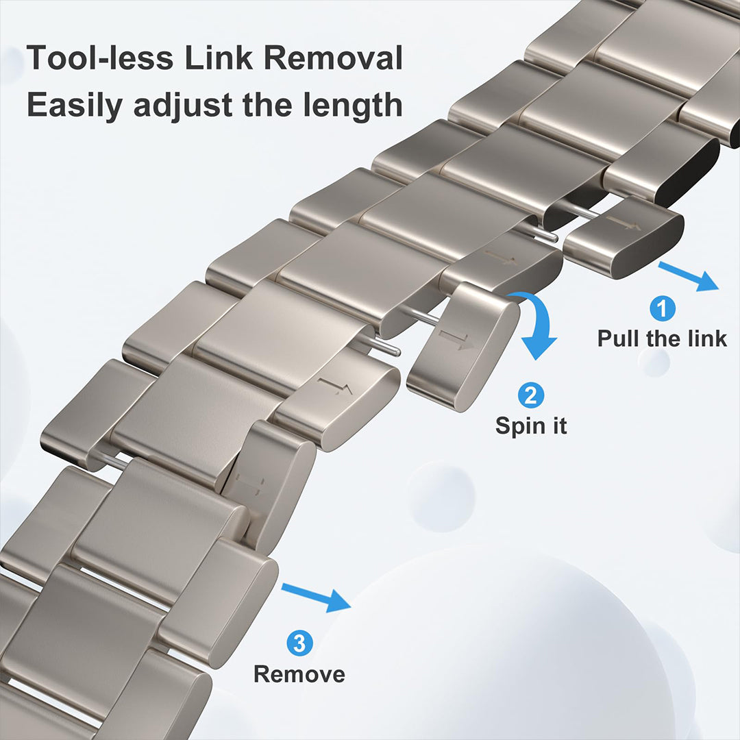 Tool-less Link Removal Easily adjust the length