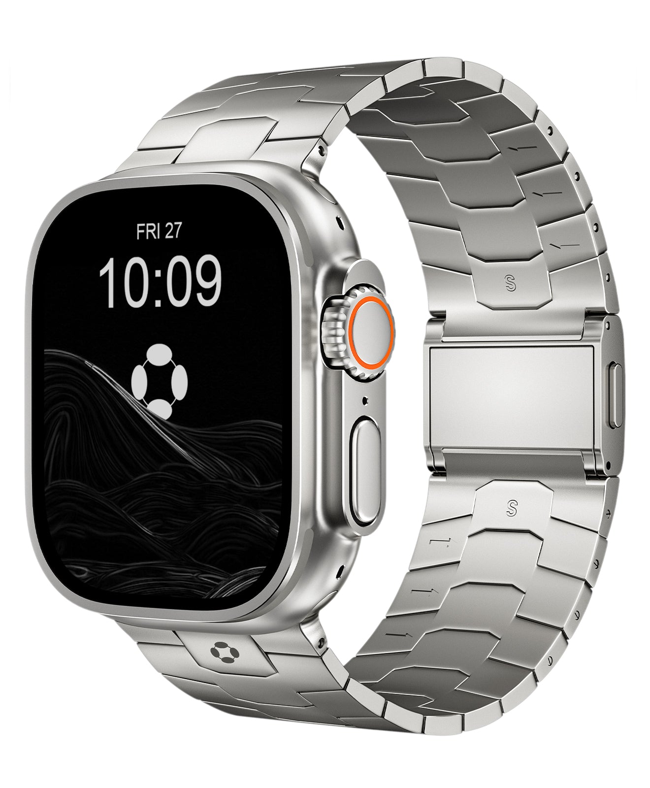 FINESTONE Titanarmband, kompatibel mit Apple Watch Ultra 3/2/1 (49 mm) und Series 11/10 (46 mm) – Armbandbreite 26 mm, DLC-Beschichtung in Militärqualität, kratzfest und langlebig, verstellbares Armband für Herren