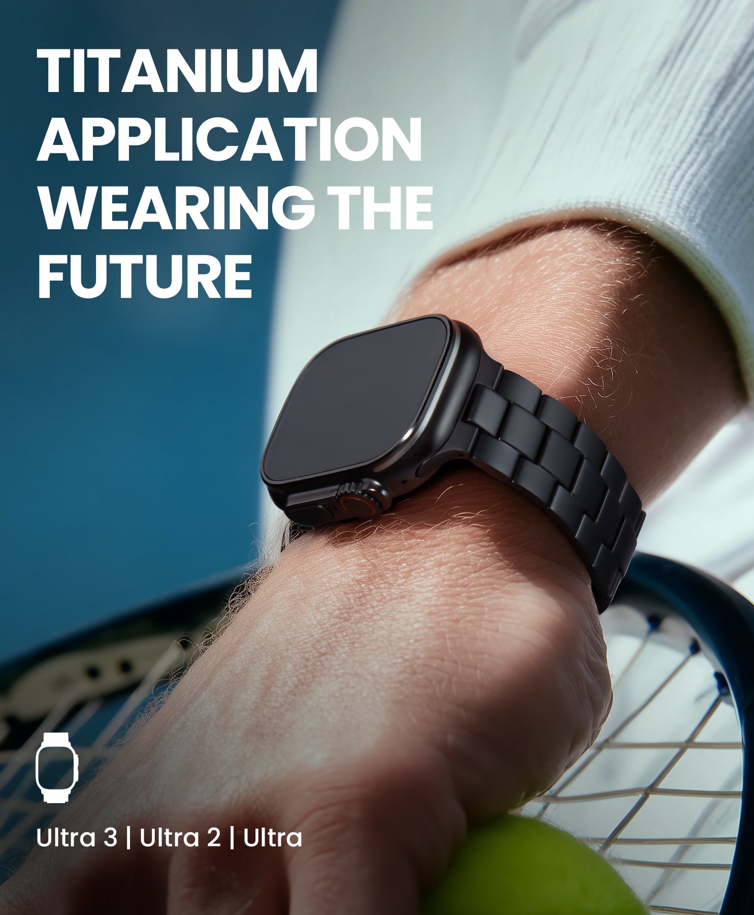 CRNS03 Titanium Apple Watch Band With Butterfly Clasp