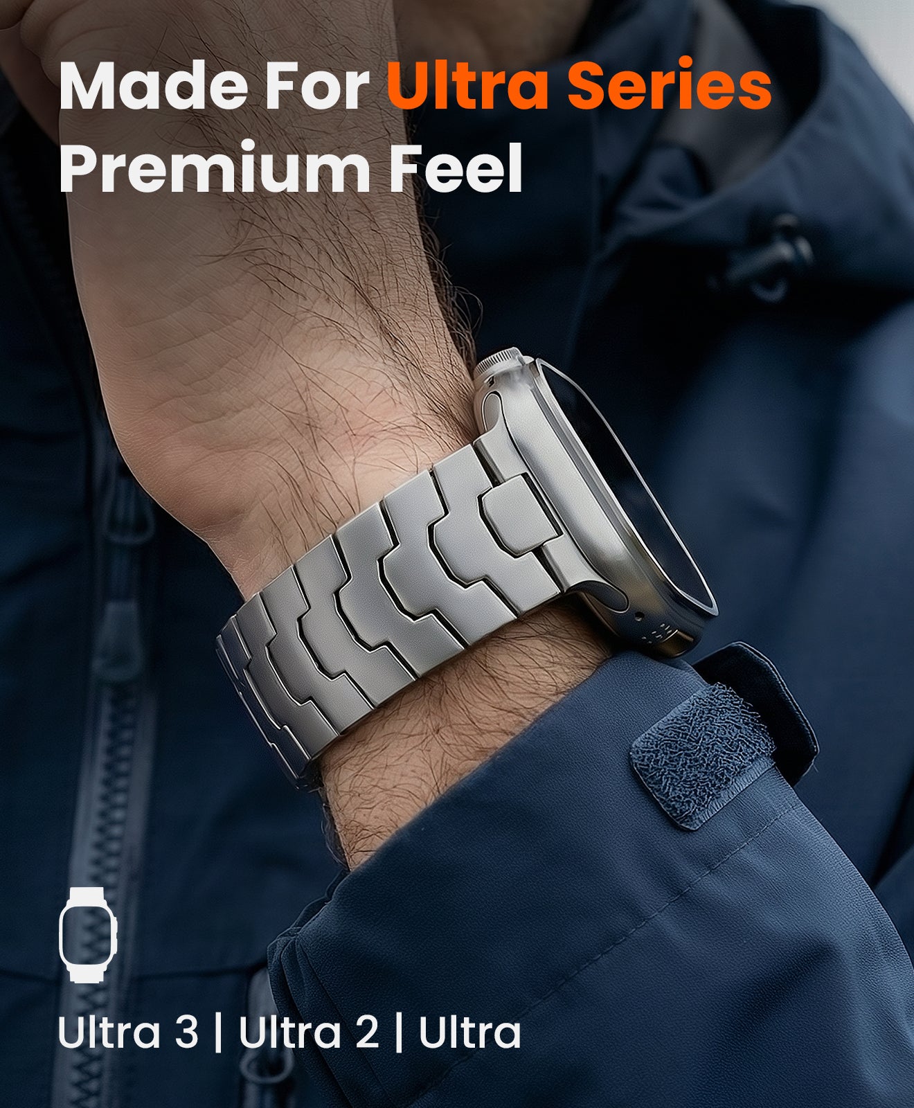 AGIS02 Titanium Apple Watch Band With Butterfly Clasp