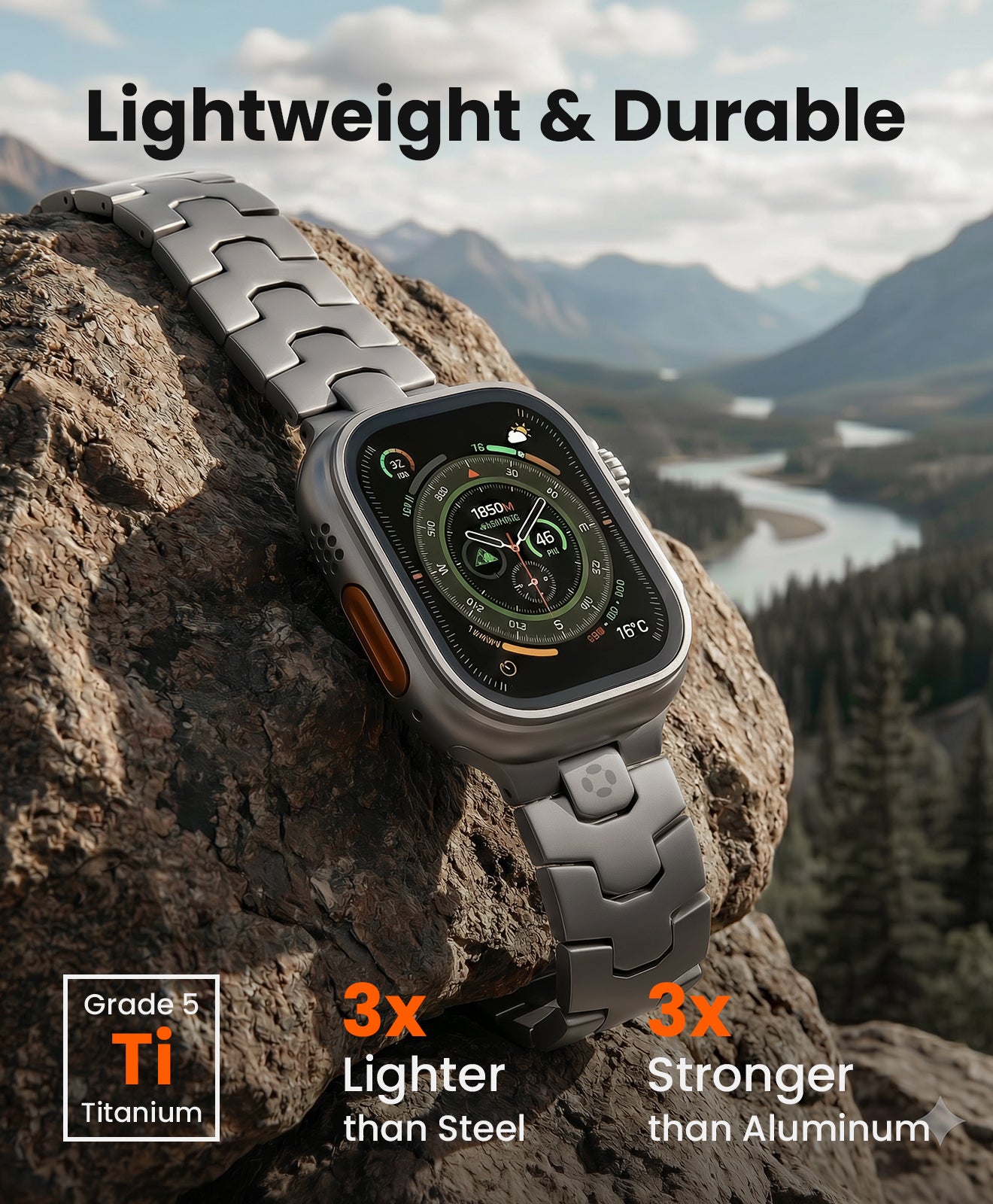 AGIS02 Titanium Apple Watch Band With Butterfly Clasp