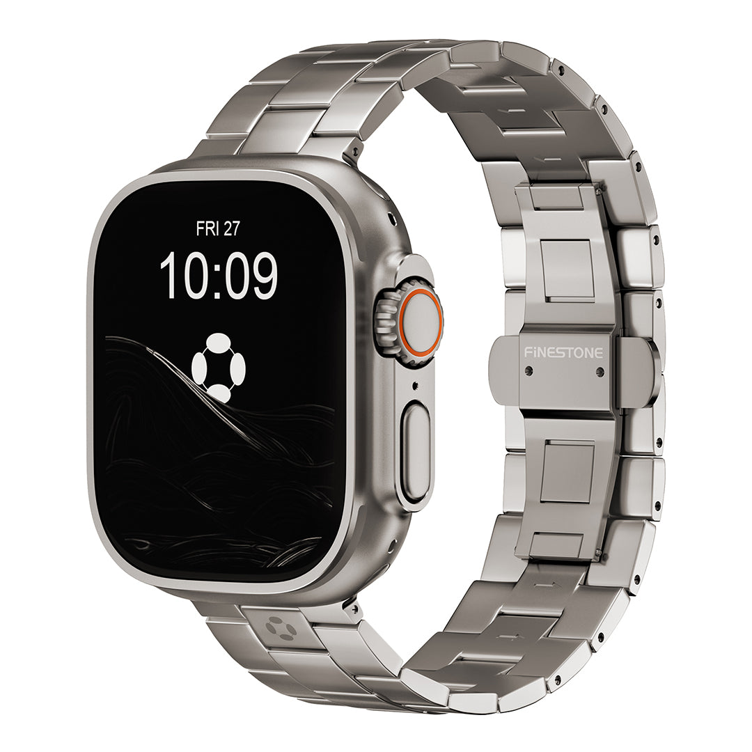 FINESTONE CRNS03 Titanium Watch Band Compatible with Apple Watch Ultra 3/2/1 49mm, Series 11/10 46mm,Band Width 22mm - Adjustable Link & Butterfly Clasp,Military-Grade DLC Coating, Scratch Resistant & Perfect Ultra Color Match for Men
