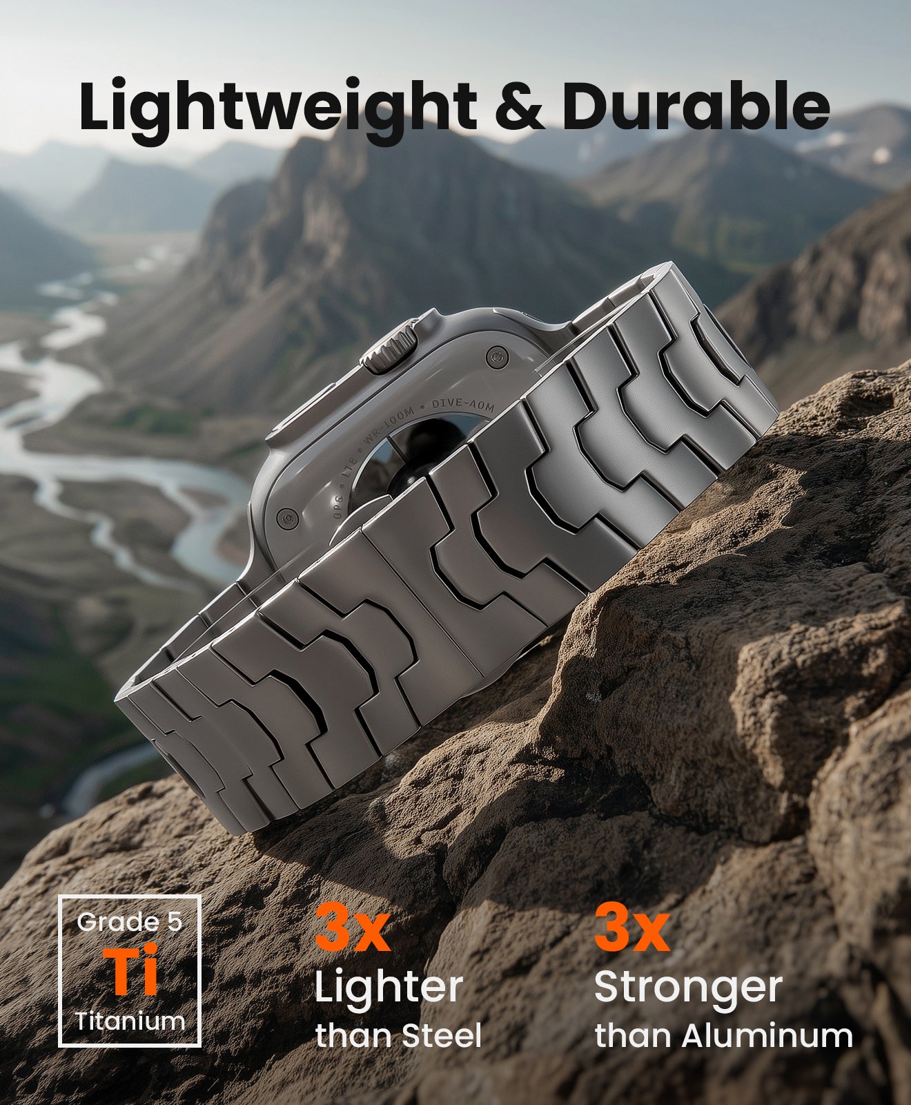 AGIS02 Titanium Apple Watch Band With Butterfly Clasp