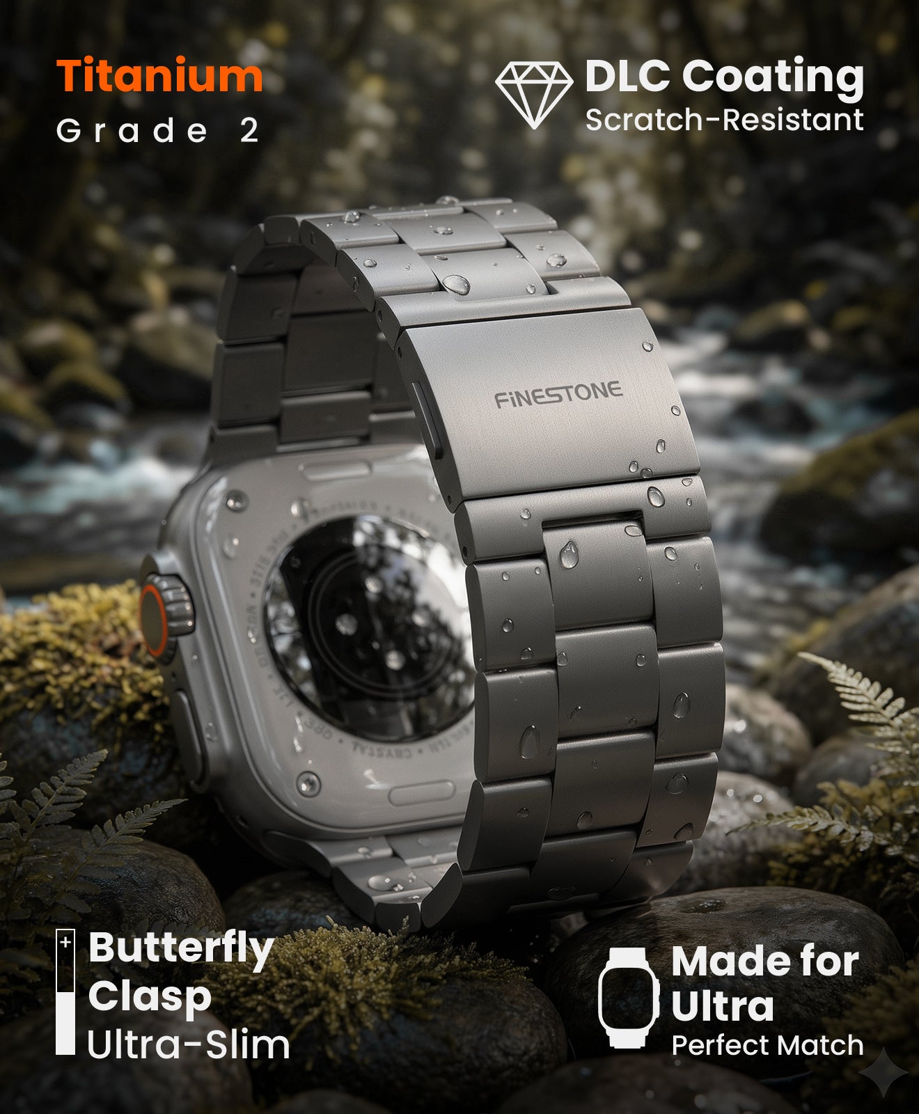 CRNS-PRO Titanium Apple Watch Band With Magnetic Clasp