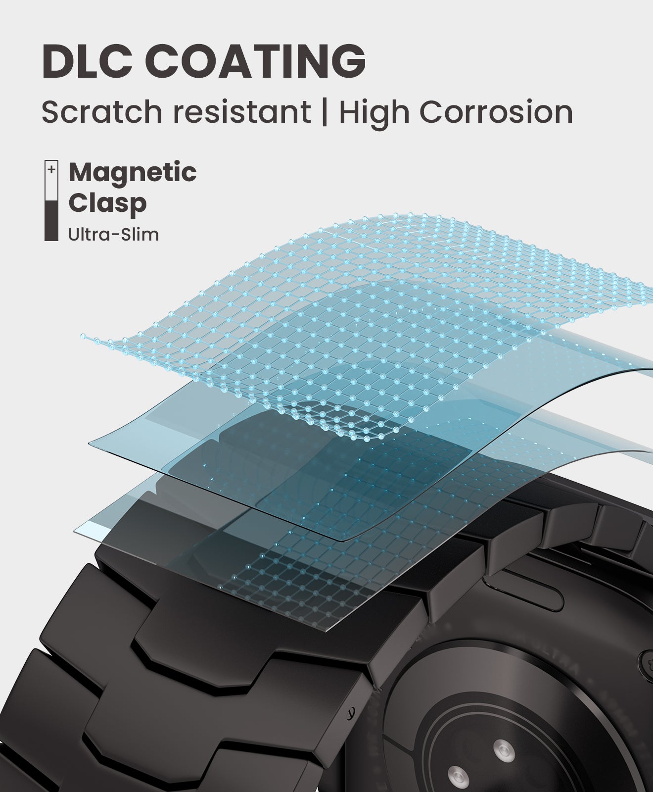 FINESTONE Titanarmband, kompatibel mit Apple Watch Ultra 3/2/1 (49 mm) und Series 11/10 (46 mm) – Armbandbreite 26 mm, DLC-Beschichtung in Militärqualität, kratzfest und langlebig, verstellbares Armband für Herren