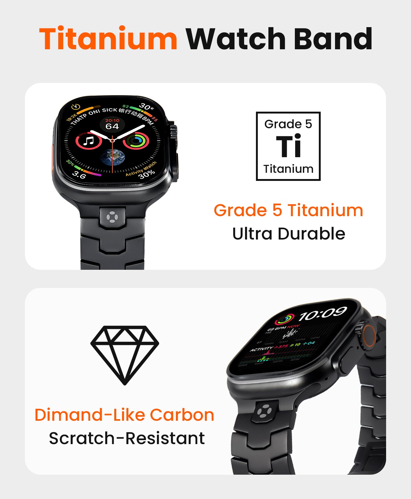 AGIS02 Titanium Apple Watch Band With Butterfly Clasp