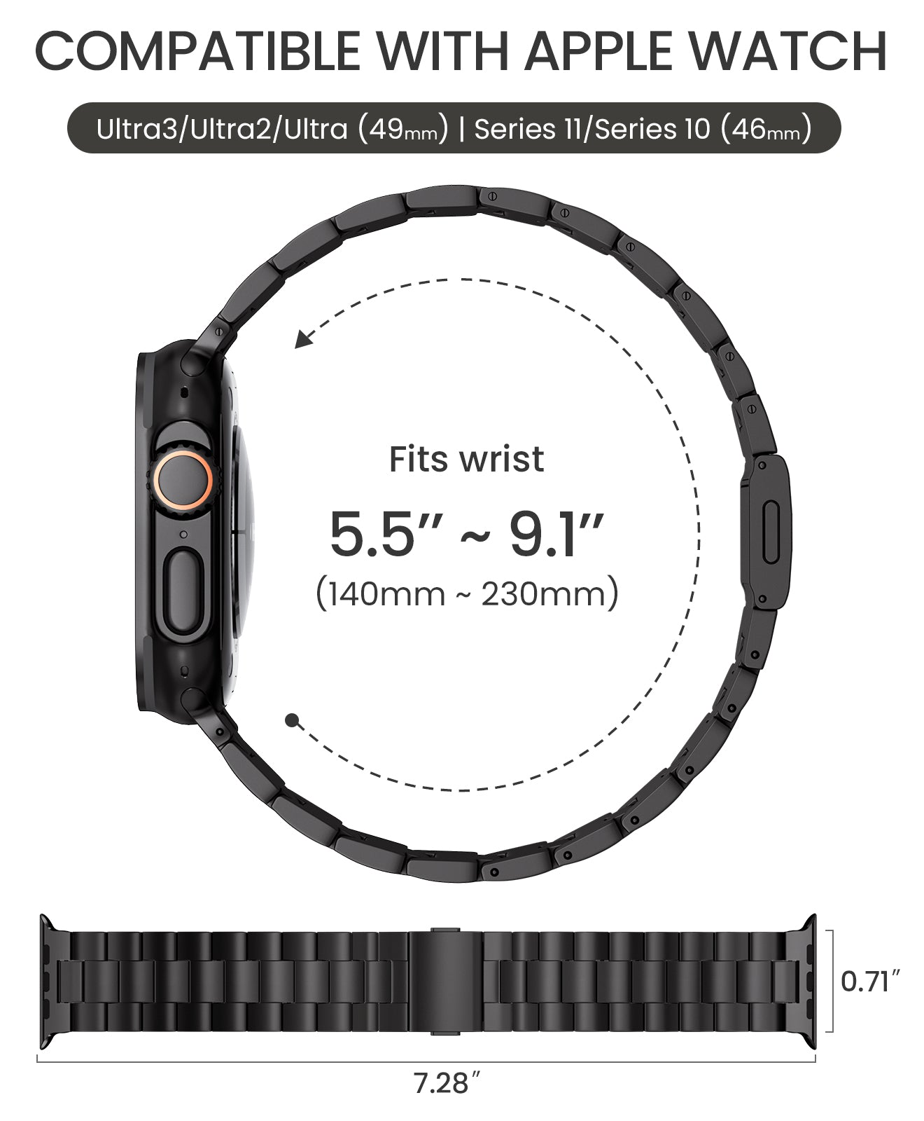 CRNS01 Titanium Apple Watch Band With Magnetic Clasp