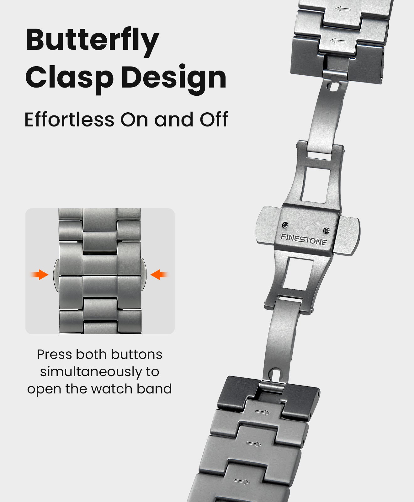 CRNS03 Titanium Apple Watch Band With Butterfly Clasp