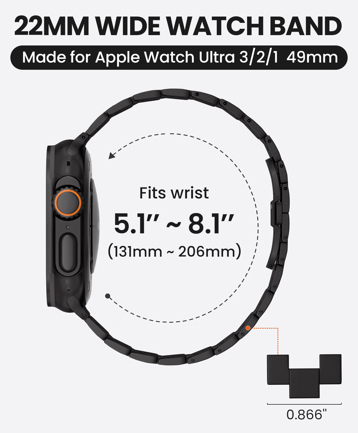 CRNS03 Titanium Apple Watch Band With Butterfly Clasp