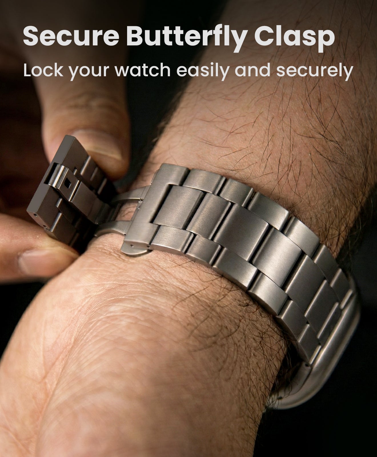 CRNS03 PRO Titanium Apple Watch Band With Butterfly Clasp