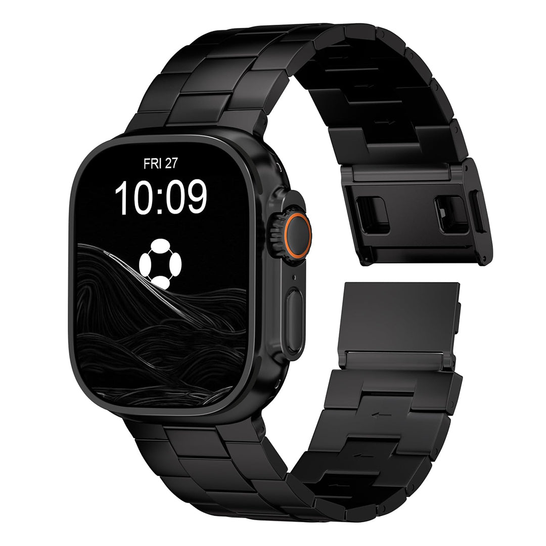 FINESTONE CRNS01 Titanium Magnetic Black Watch Band Compatible with Apple Watch Ultra 3/2/1 49mm, Series 11/10 46mm,Band Width 26mm - Military-Grade DLC Coating, Scratch Resistant & Perfect Ultra Color Match for Men