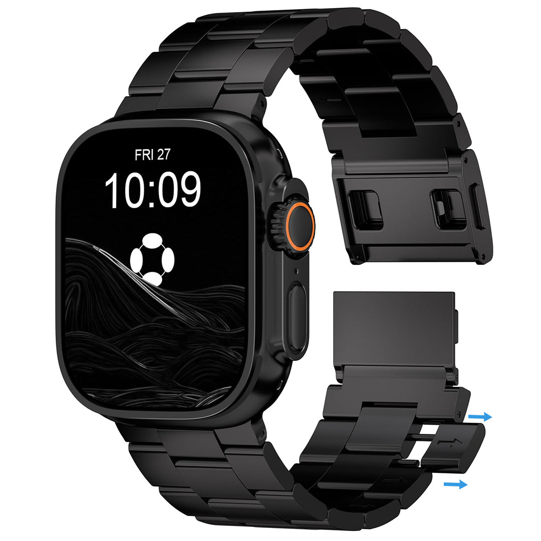 FINESTONE CRNS-PRO Titanium Magnetic Black Band Compatible with Apple Watch Ultra 3/2/1 49mm, Series 11/10 46mm - Band Width 26mm, No Tools Need Adjustable Strap for Men