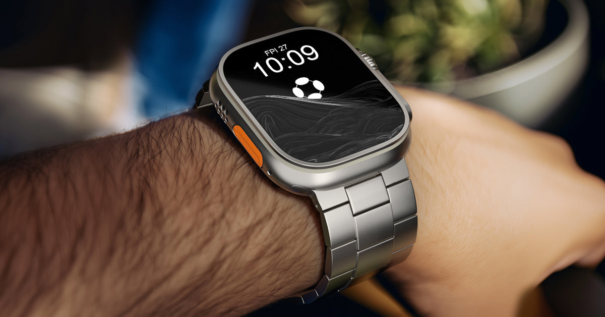 FINESTONE CRNS01 Titanium Band Compatible with Apple Watch