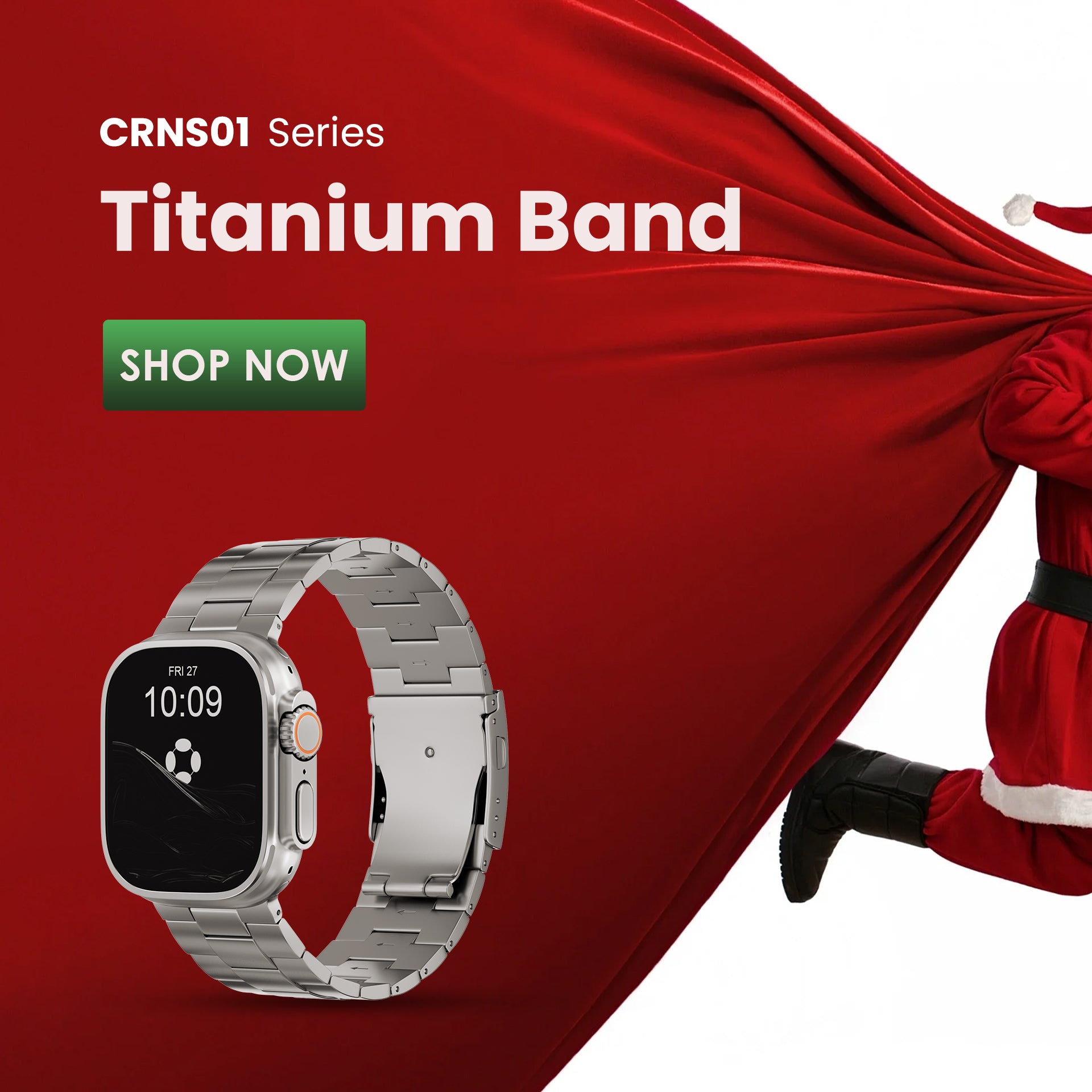 Christmas gift sale 50% off FINESTONE titanium watch bands, premium metal straps perfect for Apple Watch gifts