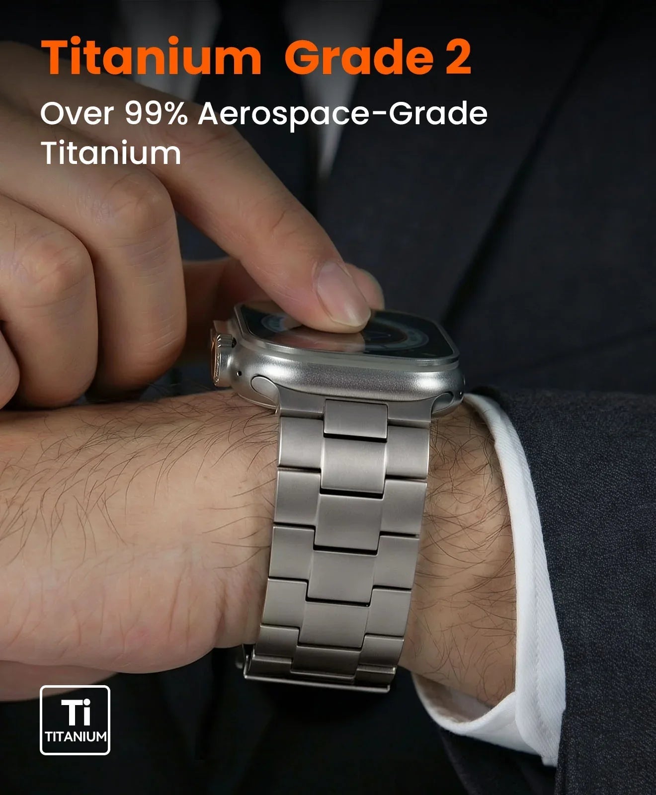 CRNS01 Titanium Apple Watch Band With Magnetic Clasp - FiNESTONE