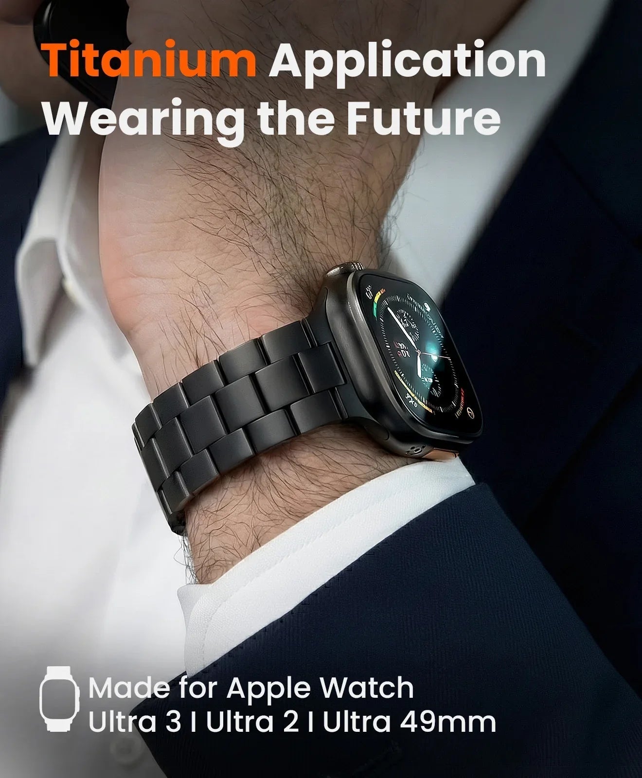 CRNS03 Titanium Apple Watch Band With Butterfly Clasp - FiNESTONE