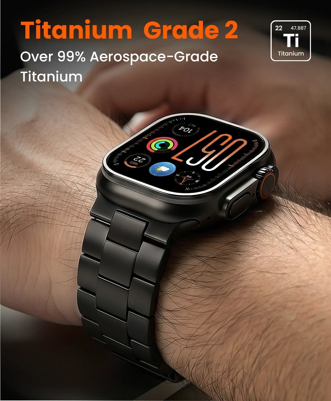 CRNS01 Titanium Apple Watch Band With Folding Clasp - FiNESTONE