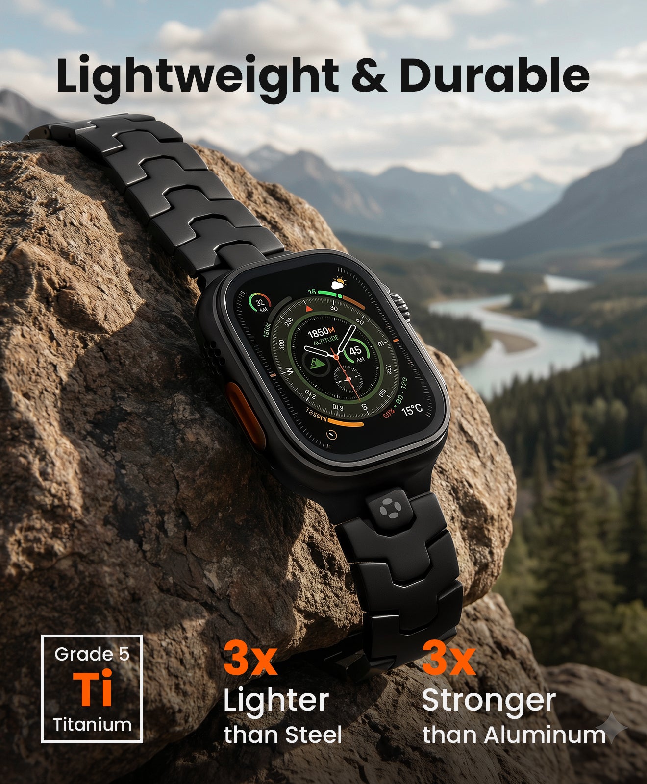 AGIS02 Titanium Apple Watch Band With Butterfly Clasp