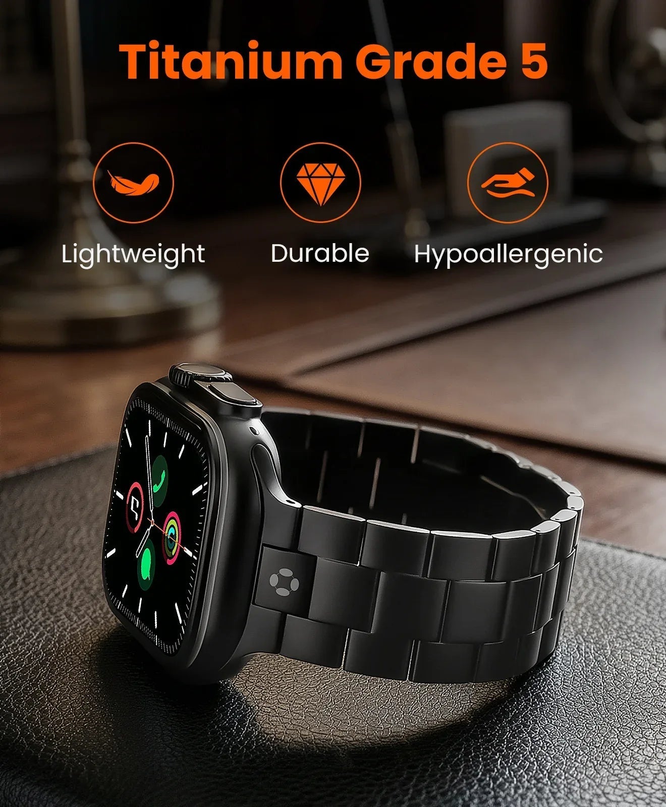 CRNS03 Titanium Apple Watch Band With Butterfly Clasp - FiNESTONE