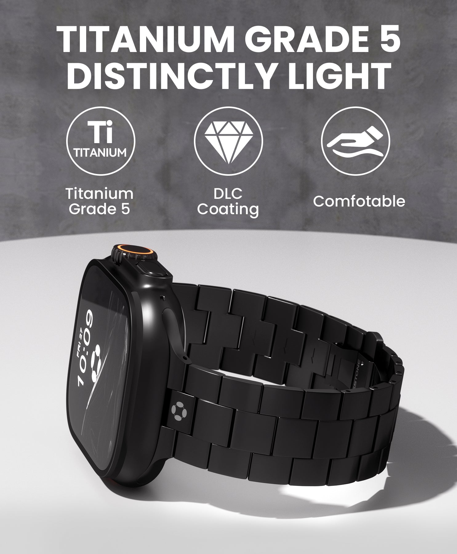 CRNS03 Titanium Apple Watch Band With Butterfly Clasp