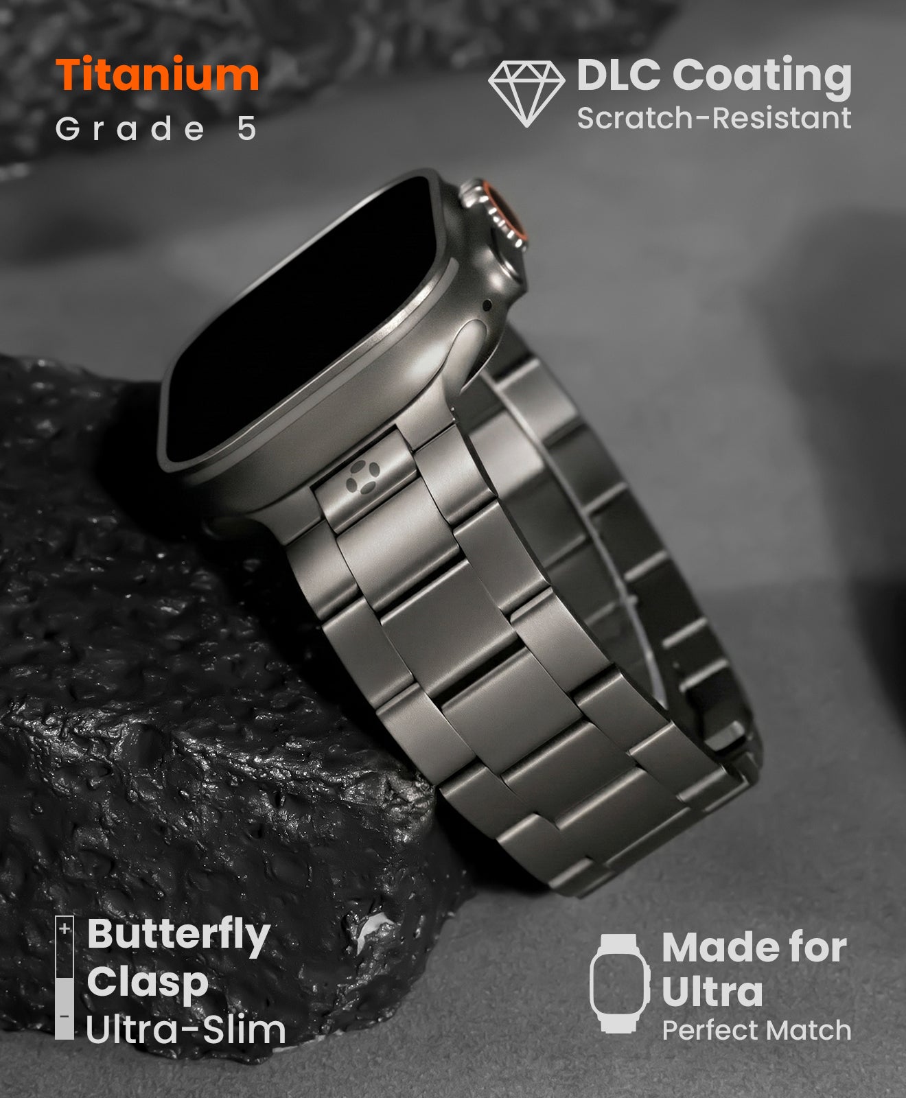 CRNS03 PRO Titanium Apple Watch Band With Butterfly Clasp