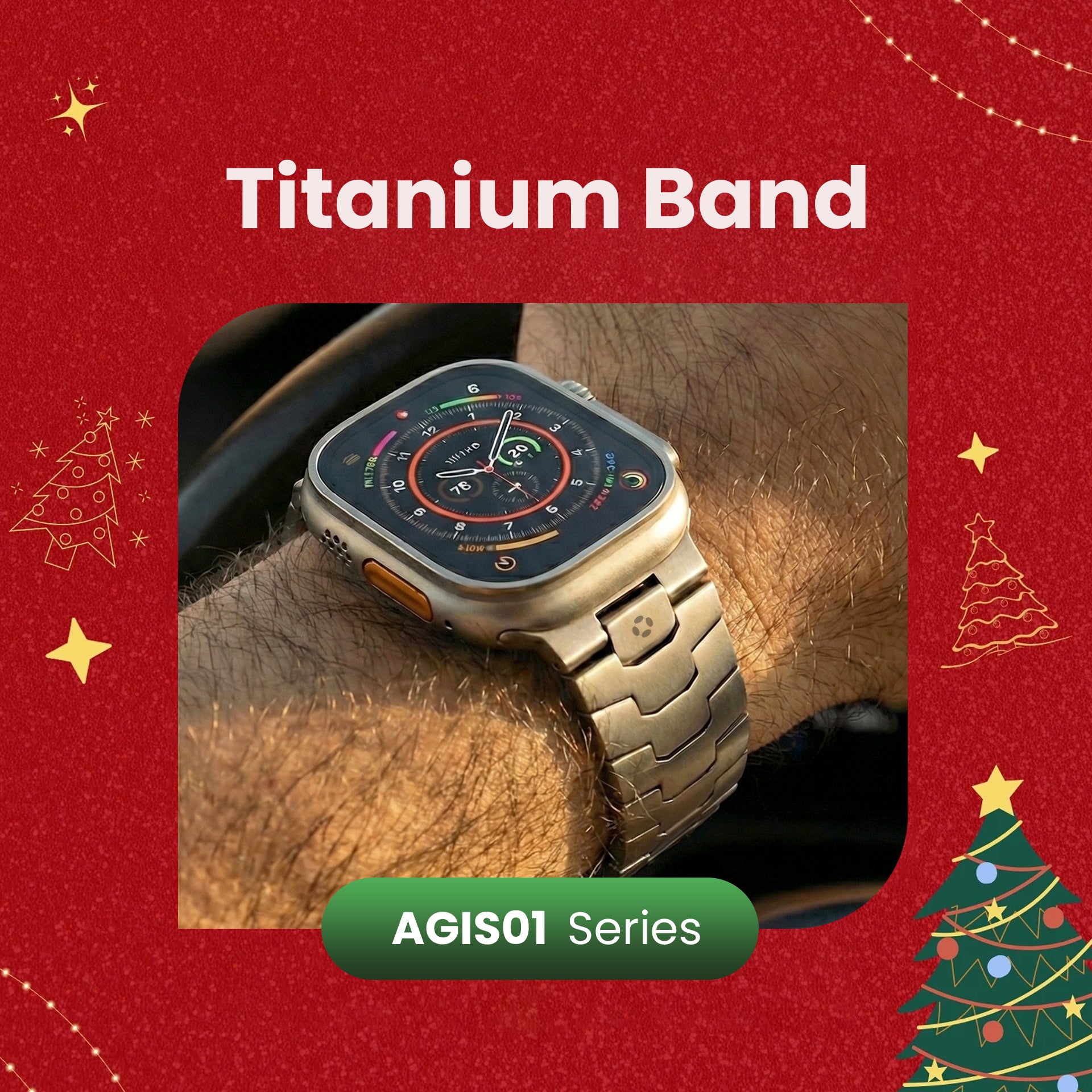 Holiday gift deal 50% off titanium watch bands for Apple Watch, stylish and durable Christmas present