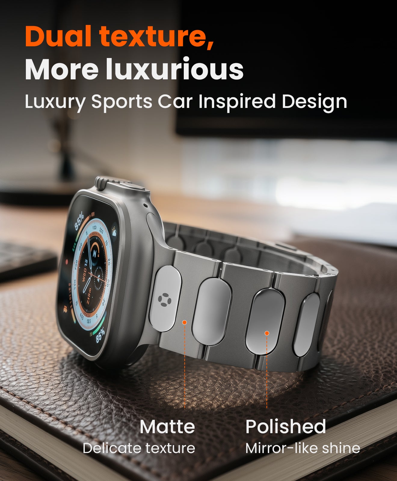 QT-X009 Titanium Apple Watch Band With Magnetic Clasp