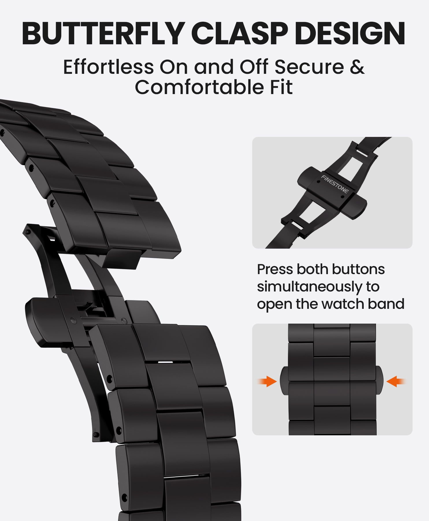 CRNS03 Titanium Apple Watch Band With Butterfly Clasp