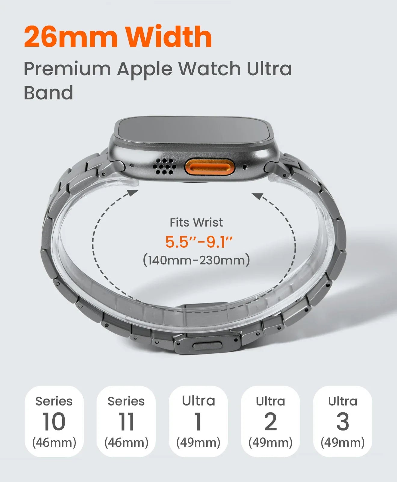 FiNESTONE CRNS01 Titanium Apple Watch Band With Magnetic Clasp