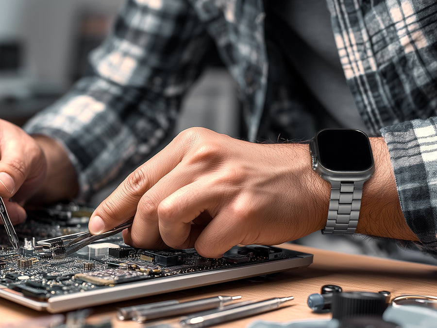 A titanium Apple Watch band that feels natural on your wrist all day.