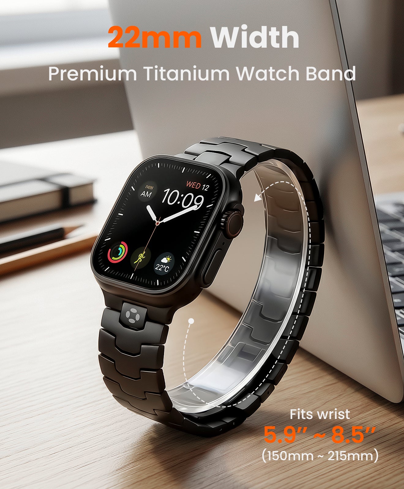 AGIS02 Titanium Apple Watch Band With Butterfly Clasp