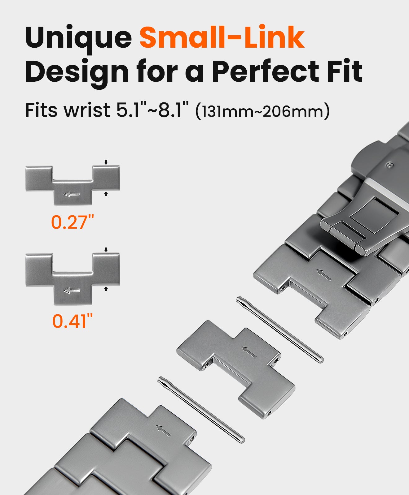 CRNS03 Titanium Apple Watch Band With Butterfly Clasp