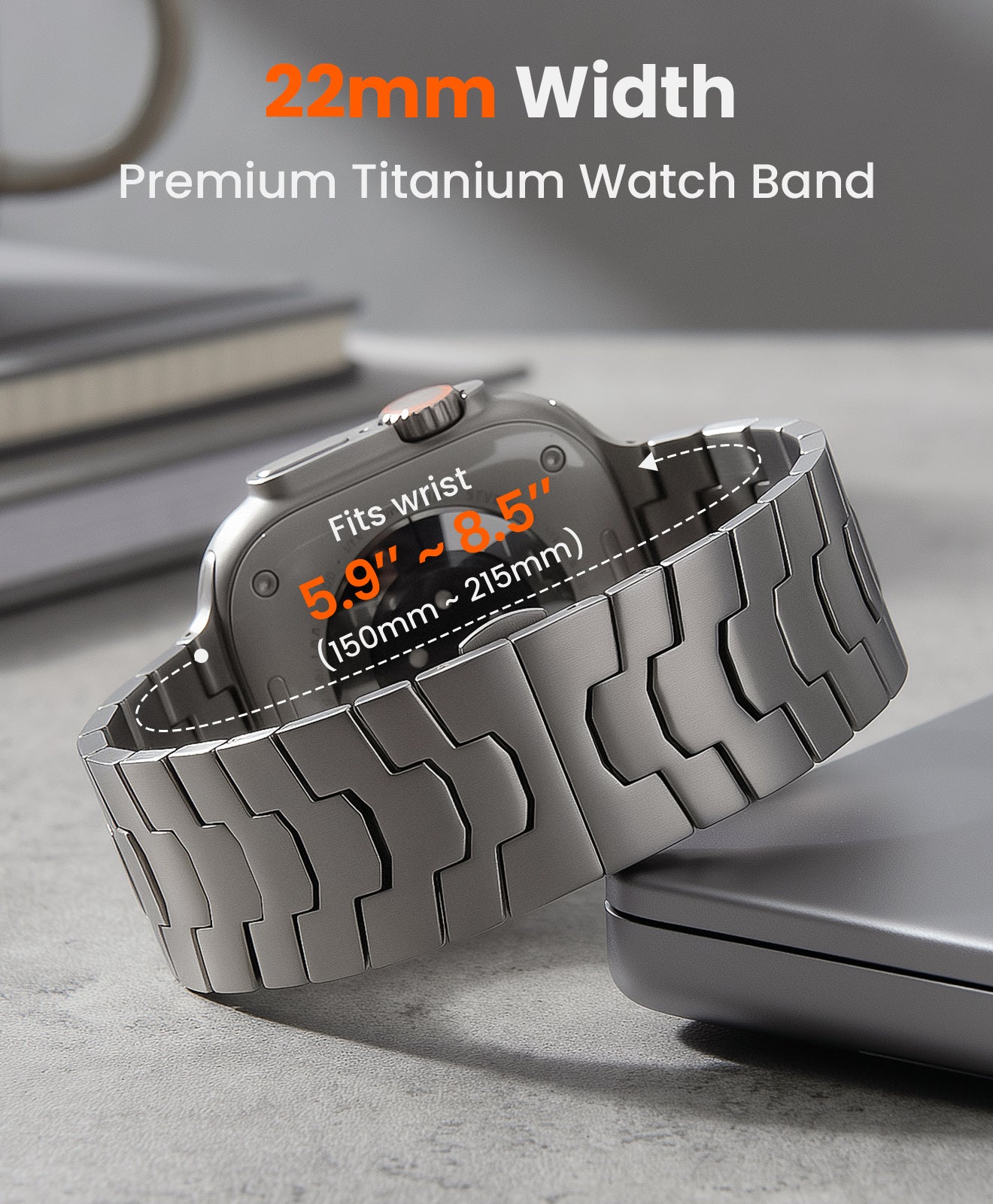 AGIS02 Titanium Apple Watch Band With Butterfly Clasp