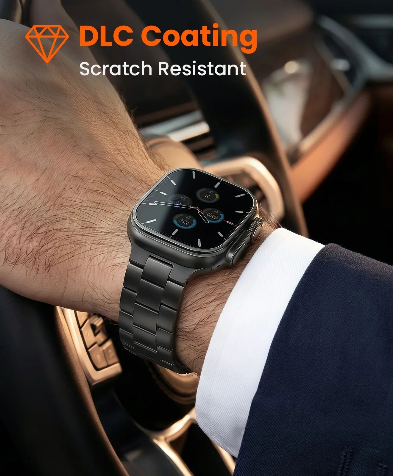 CRNS03 Titanium Apple Watch Band With Butterfly Clasp - FiNESTONE