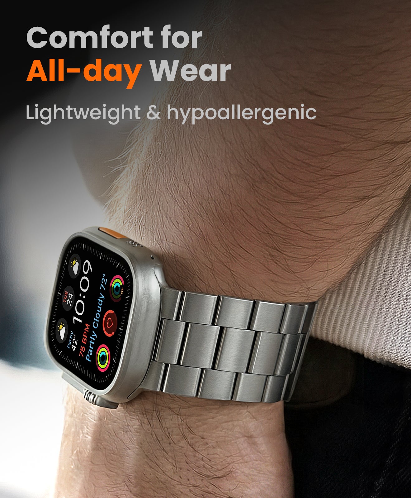 CRNS-PRO Titanium Apple Watch Band With Folding Clasp