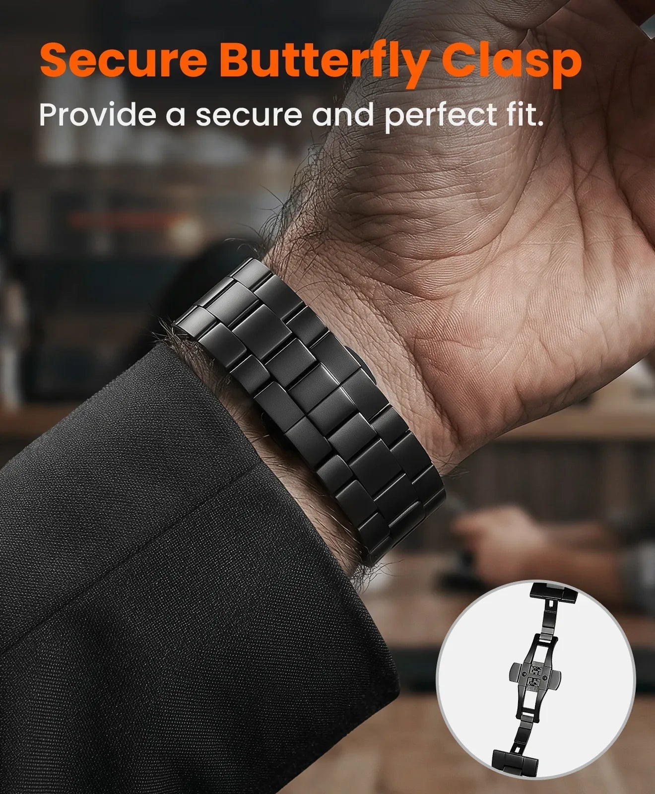 CRNS03 Titanium Apple Watch Band With Butterfly Clasp - FiNESTONE