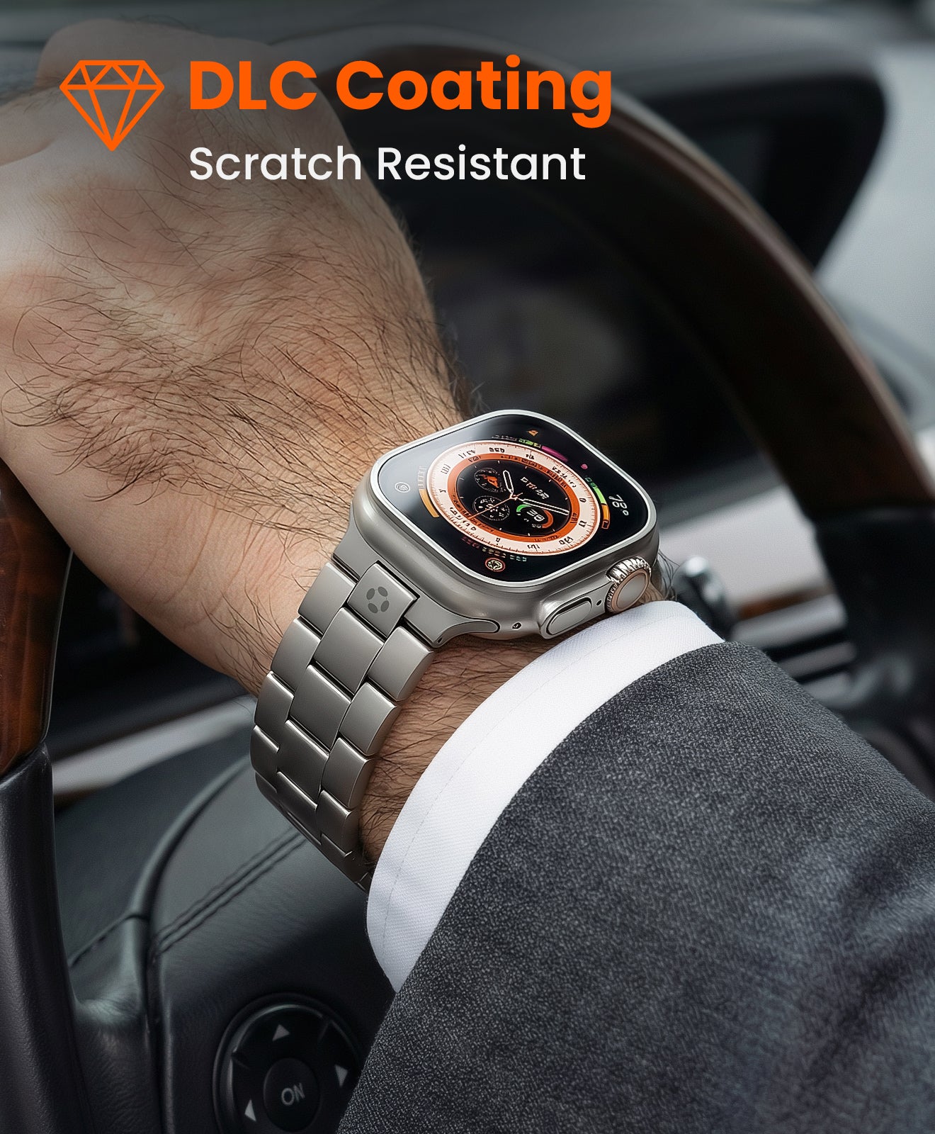 CRNS03 Titanium Apple Watch Band With Butterfly Clasp