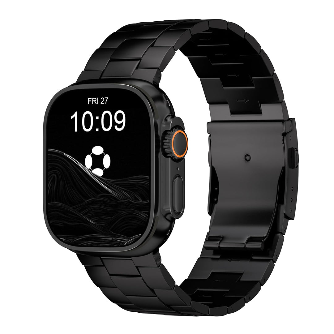 FINESTONE CRNS01 Titanium Black Watch Band Compatible with Apple Watch Ultra 3/2/1 49mm, Series 11/10 46mm,Band Width 26mm - Military-Grade DLC Coating, Scratch Resistant & Perfect Ultra Color Match for Men