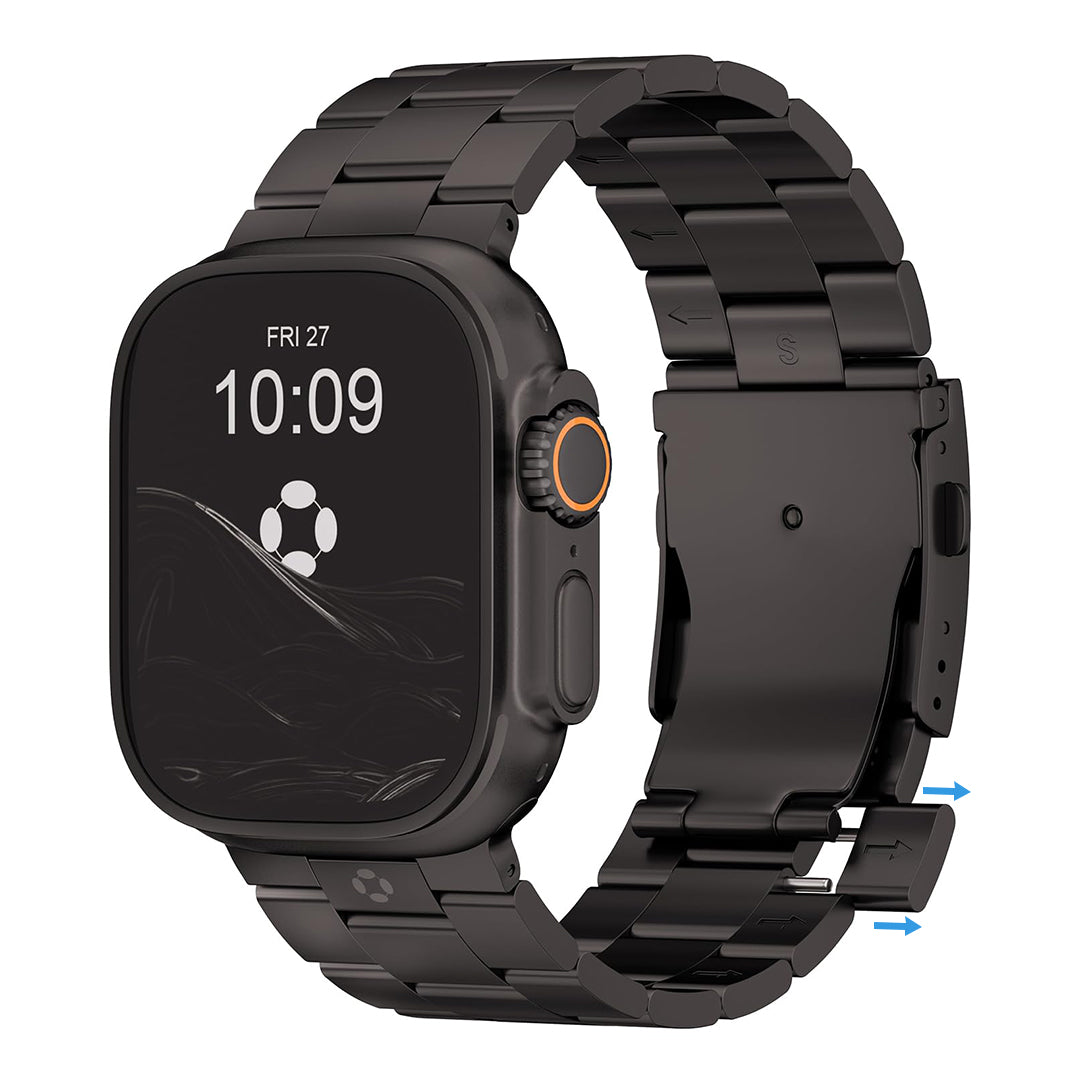 FINESTONE CRNS-PRO Titanium Black Band Compatible with Apple Watch Ultra 3/2/1 49mm, Series 11/10 46mm - Band Width 26mm, No Tools Need Adjustable Strap for Men