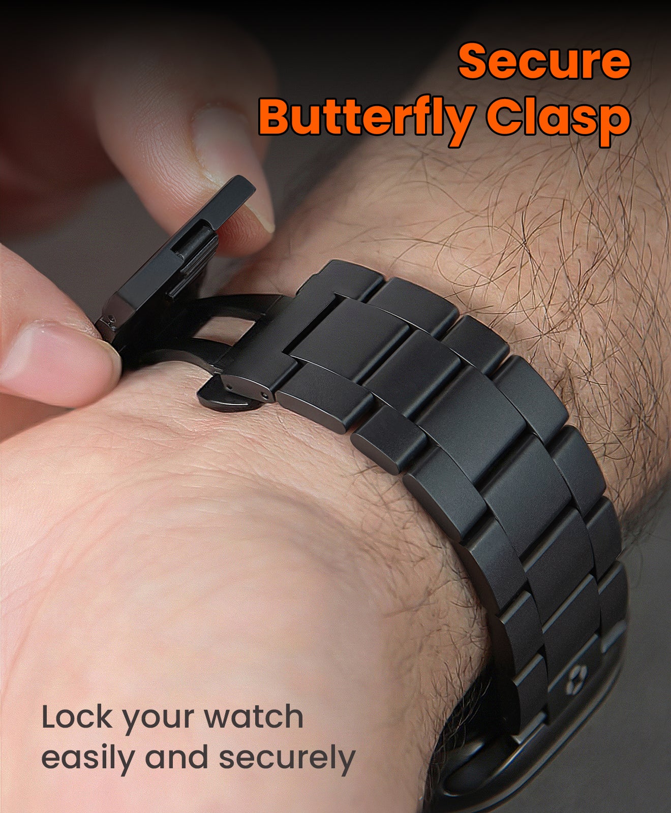 CRNS03 PRO Titanium Apple Watch Band With Butterfly Clasp