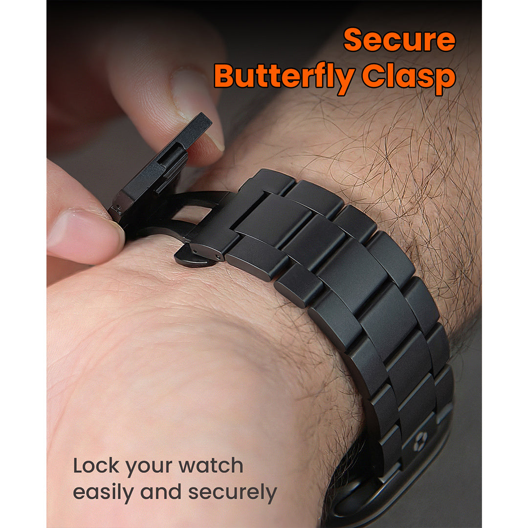 Secure Butterfly Clasp
Lock your watch easily and securely