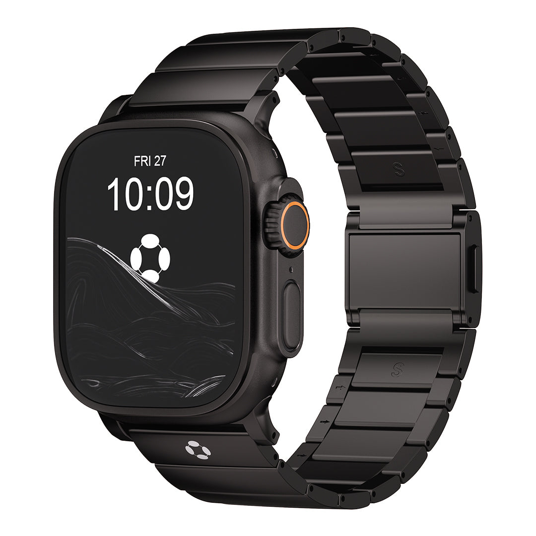 FINESTONE CRNS02 Titanium Black Watch Band Compatible with Apple Watch Ultra 3/2/1 49mm, Series 11/10 46mm,Band Width 26mm - Military-Grade DLC Coating, Scratch Resistant & Perfect Ultra Color Match for Men